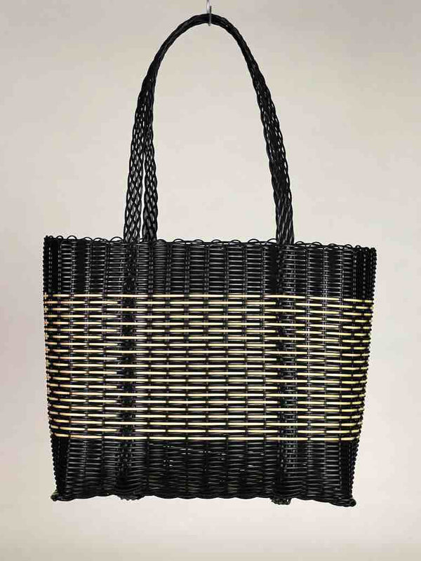 Medium Deep Woven Recyclyed Plastic High Capacity Handbag - El Salvador