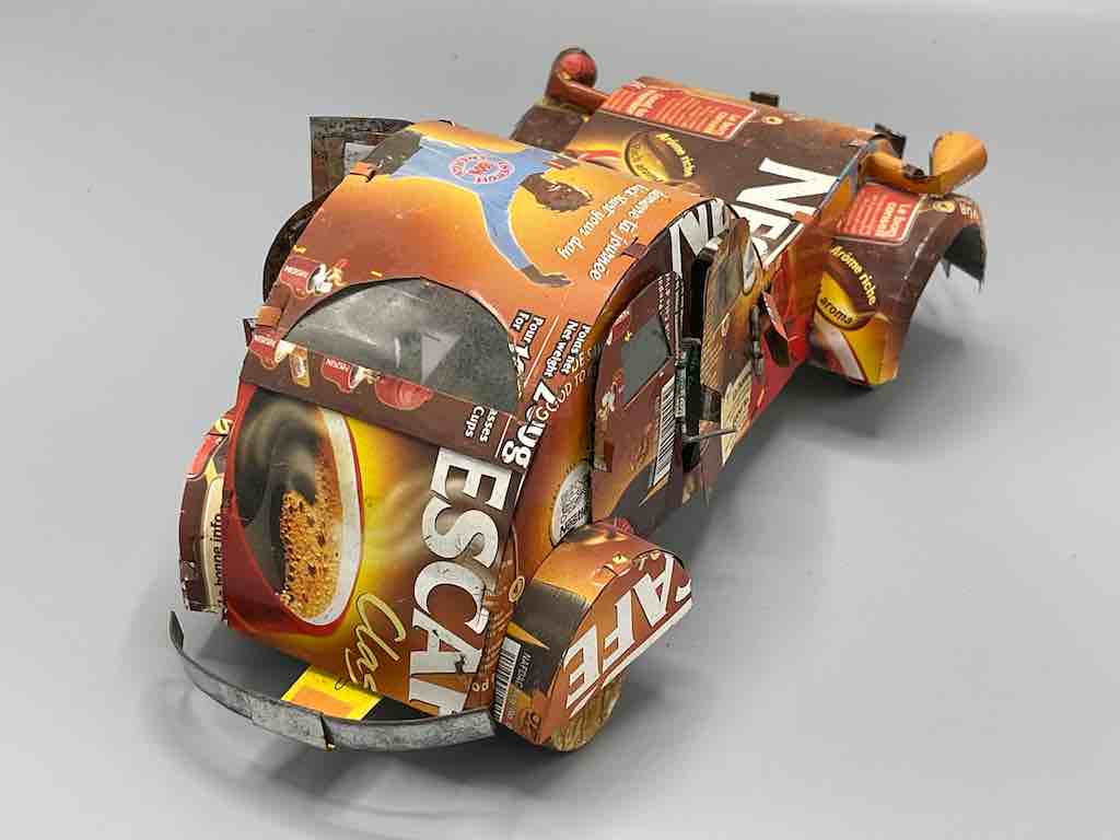 African Recycled Labeled Metal Can Toy Car - Burkina Faso