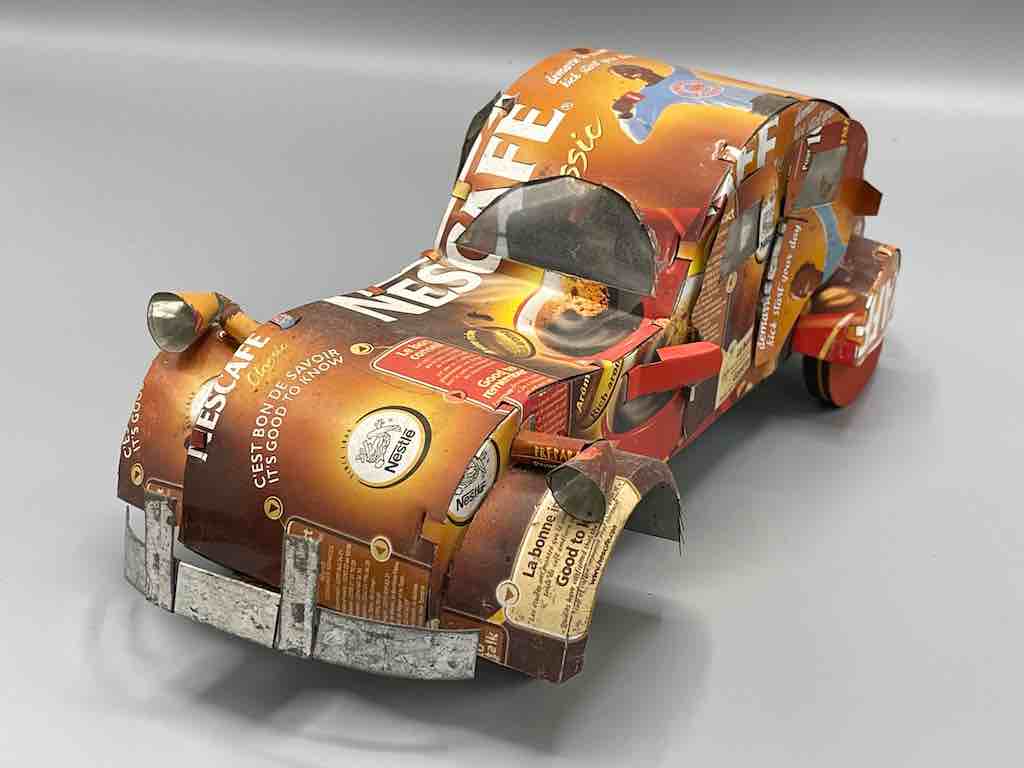 African Recycled Labeled Metal Can Toy Car - Burkina Faso