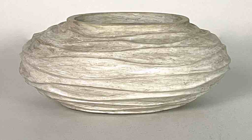 Solid Heavy Hand-Carved Soapstone Vietnamese White Bowl