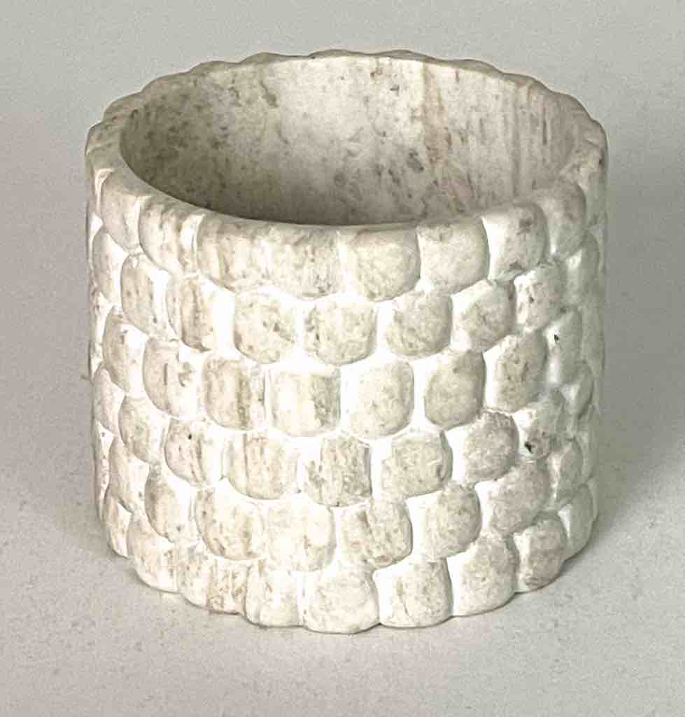 Small Hand-Carved Soapstone Vietnamese White Cylinder