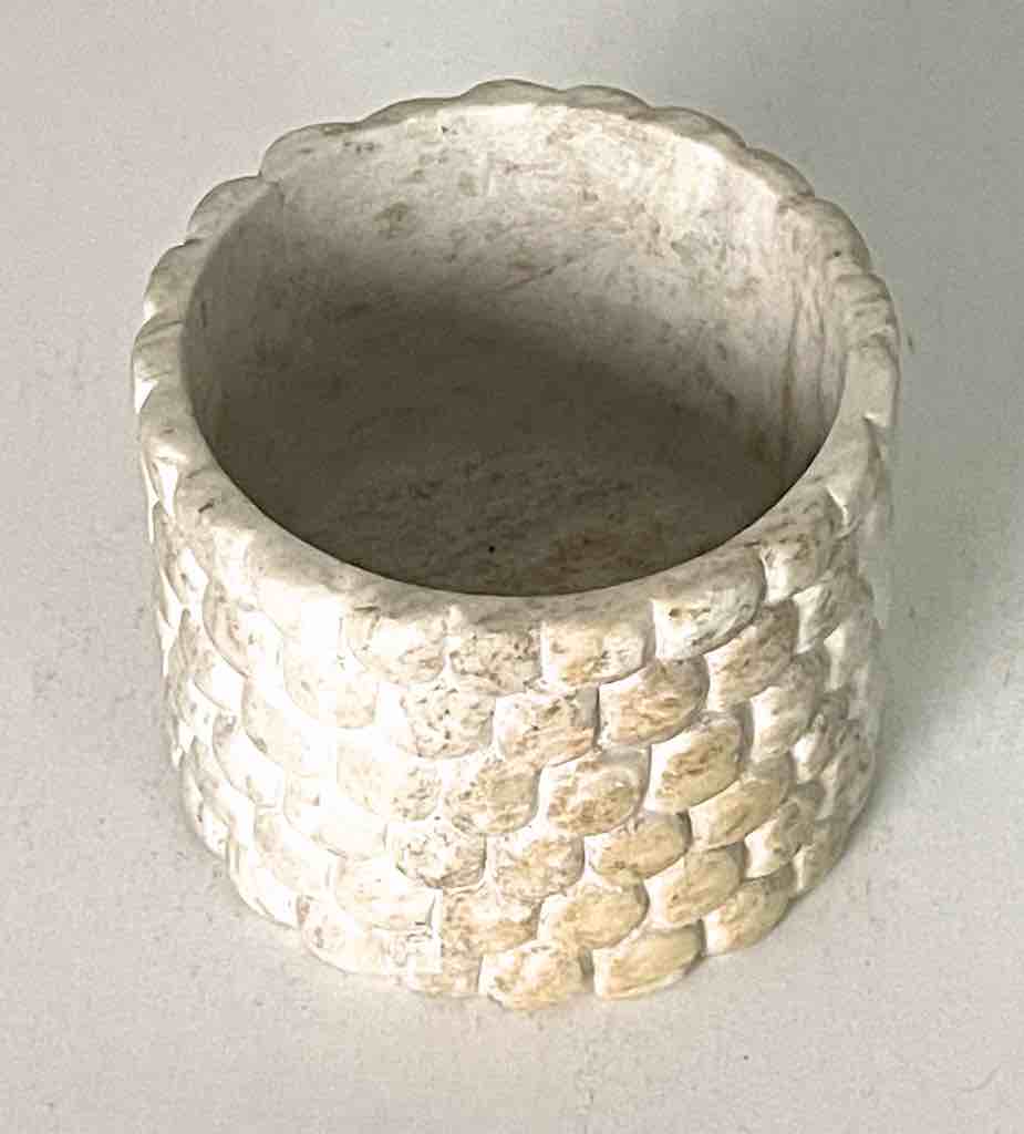 Small Hand-Carved Soapstone Vietnamese White Cylinder