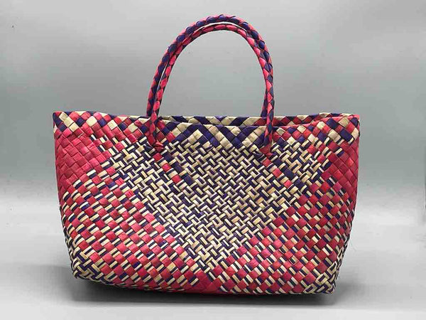 Small Handwoven Pandan Straw Tote Handbag