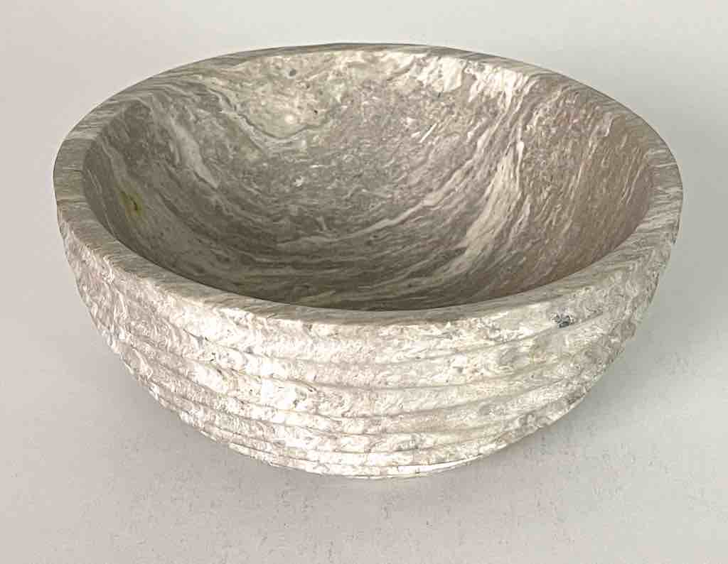 Hand-Carved Soapstone Vietnamese White Bowl