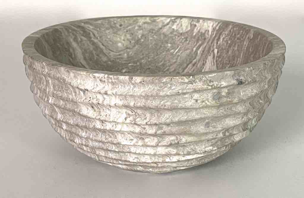 Hand-Carved Soapstone Vietnamese White Bowl