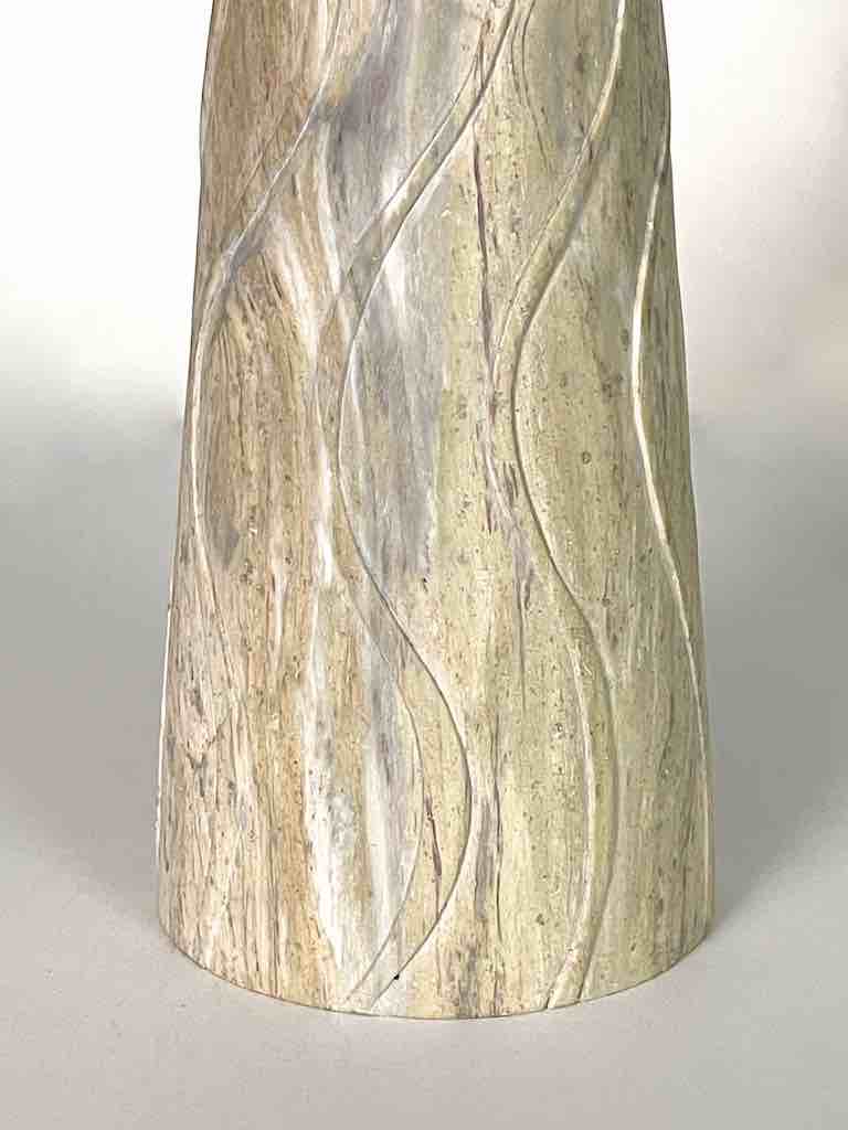 Hand-Carved Soapstone Vietnamese White Volcano-Shape Vase