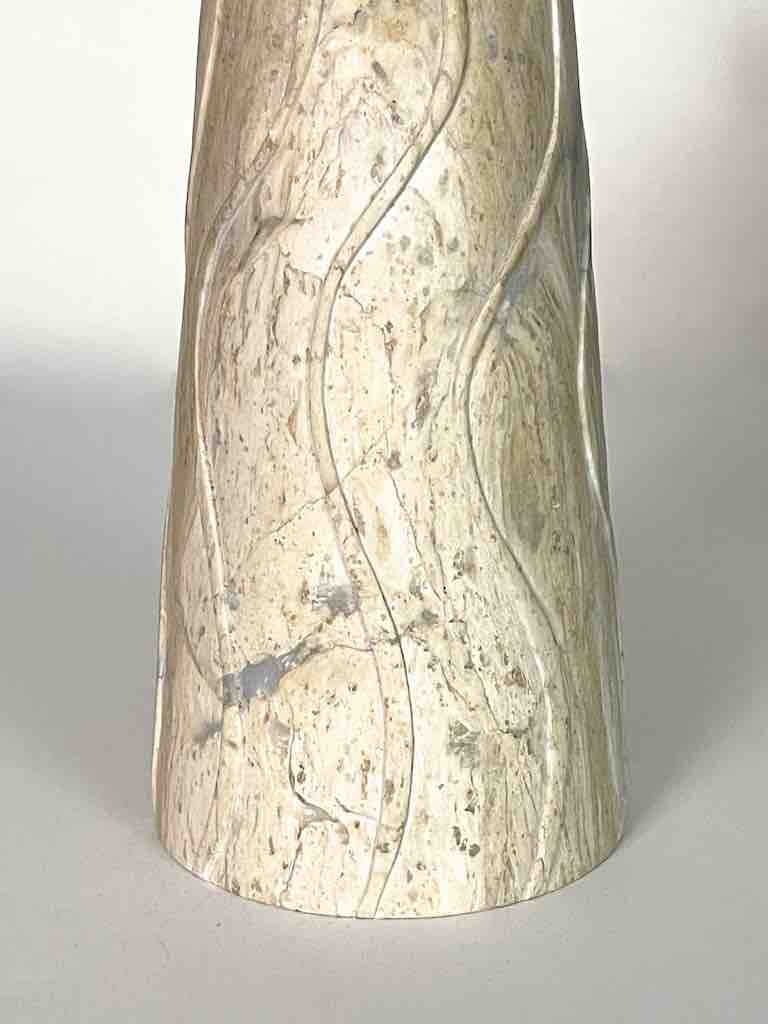 Hand-Carved Soapstone Vietnamese White Volcano-Shape Vase