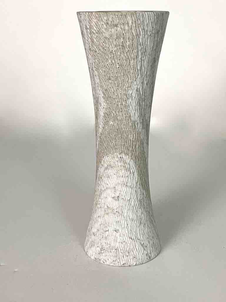 Hand-Carved Soapstone Vietnamese White Hourglass-Shape Vase