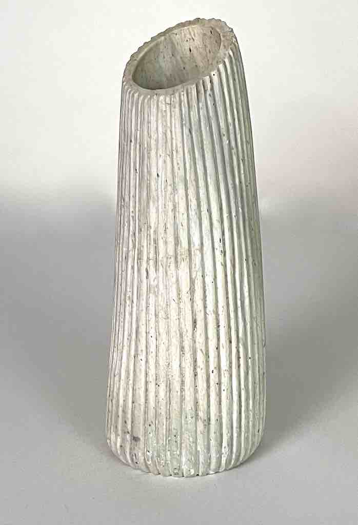 Hand-Carved Soapstone Vietnamese White Contemporary Vase