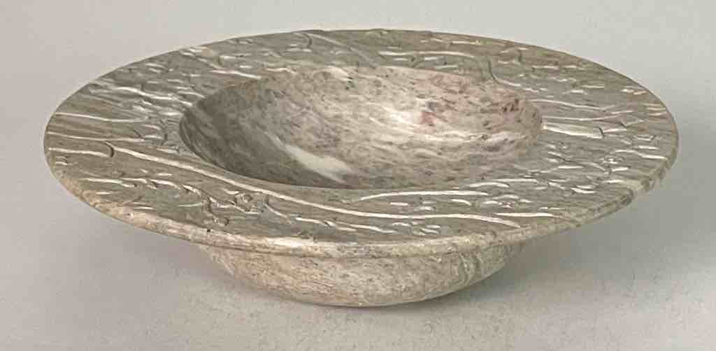 Hand-Carved Soapstone Vietnamese Small Wide Brim Bowl