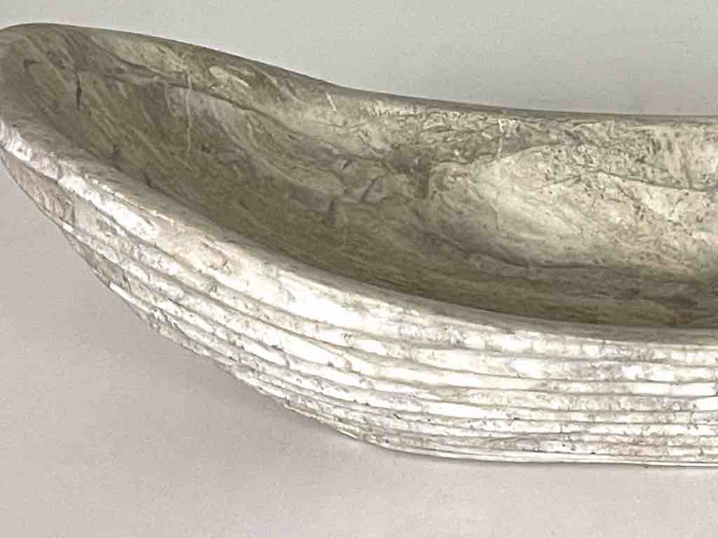 Hand-Carved Long Soapstone Vietnamese Sculptural Bowl