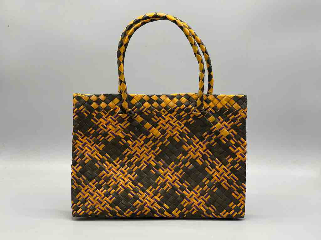 Small Handwoven Pandan Straw Tote Handbag