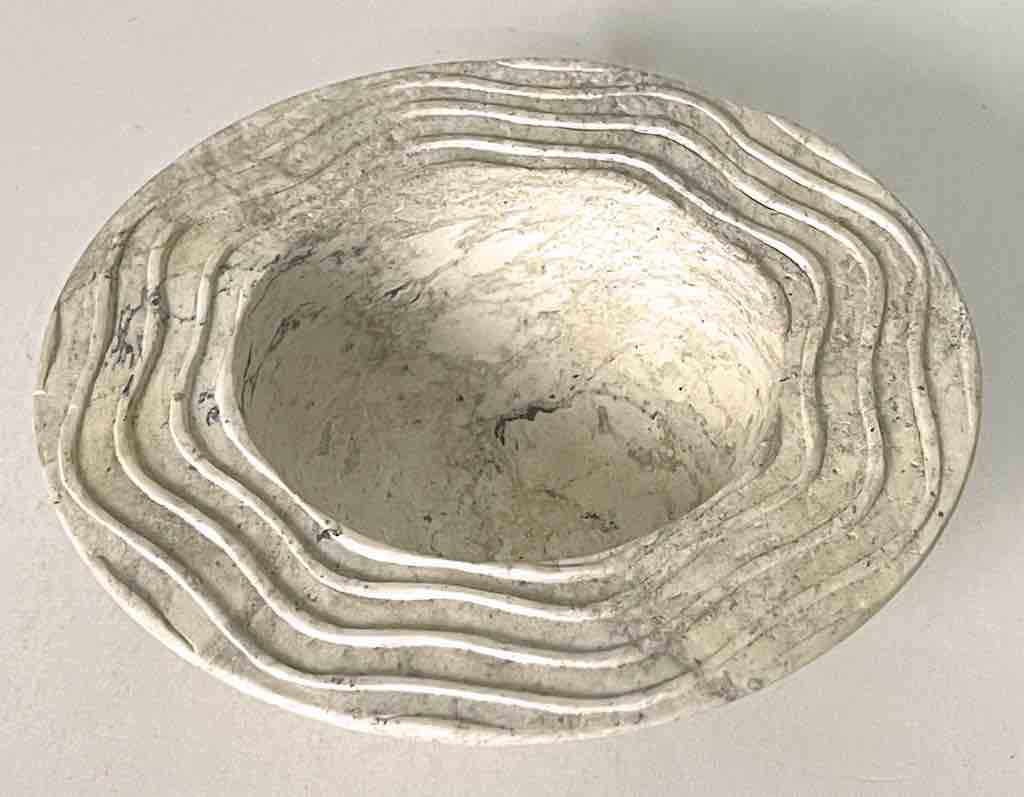 Hand-Carved Soapstone Vietnamese Small Wide Brim Bowl