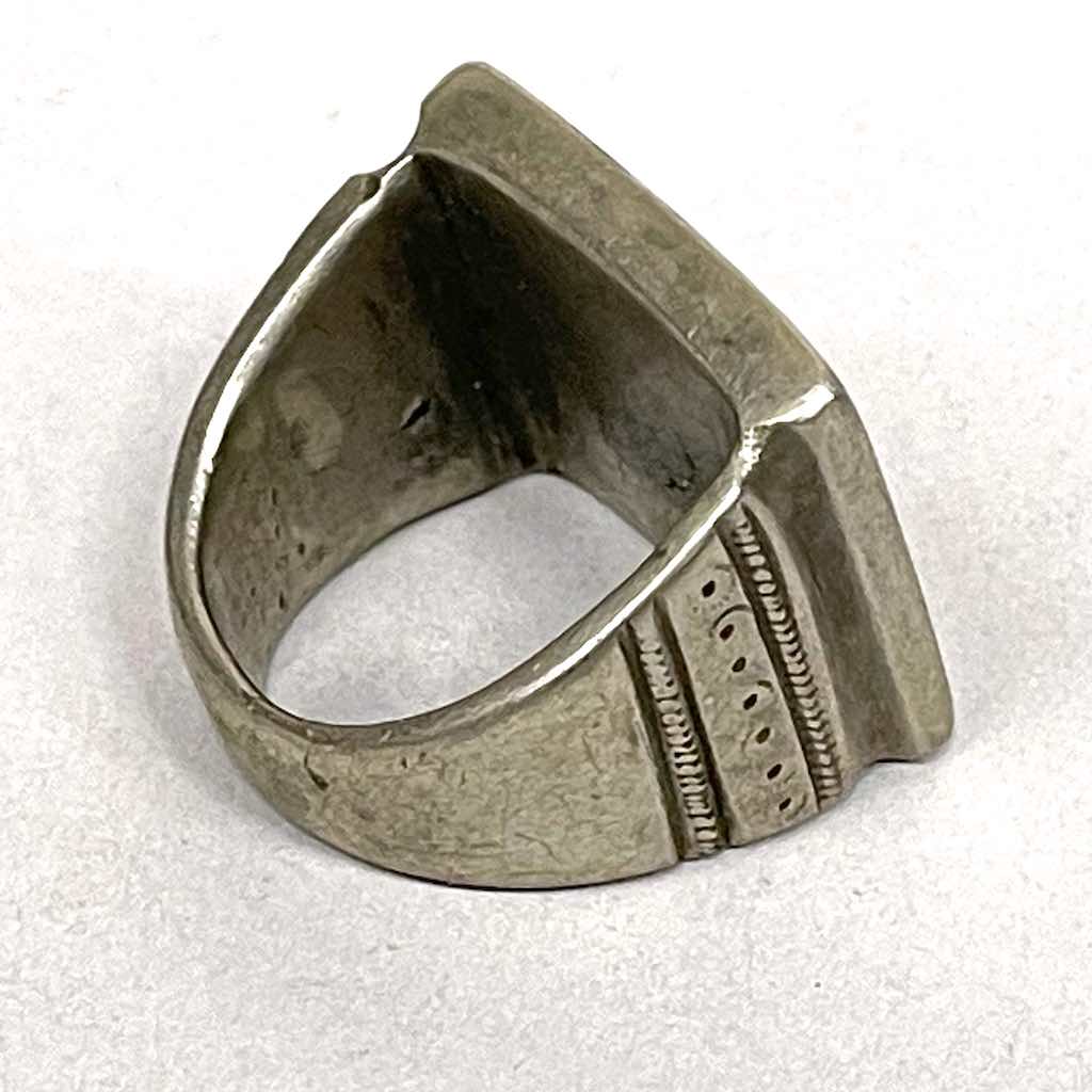 Vintage Tuareg Coin Silver Medicine Ring – Size 11 1/2