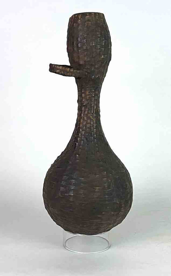 Vintage Tutsi Basket-Weave Covered Gourd Container - Burundi