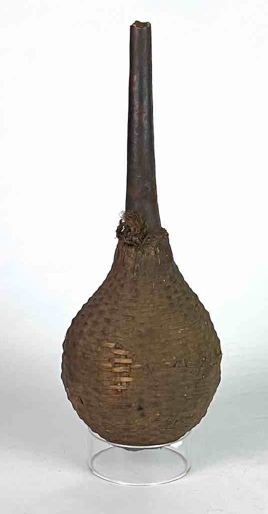 Vintage Tutsi Basket-Weave Covered Gourd Container - Burundi