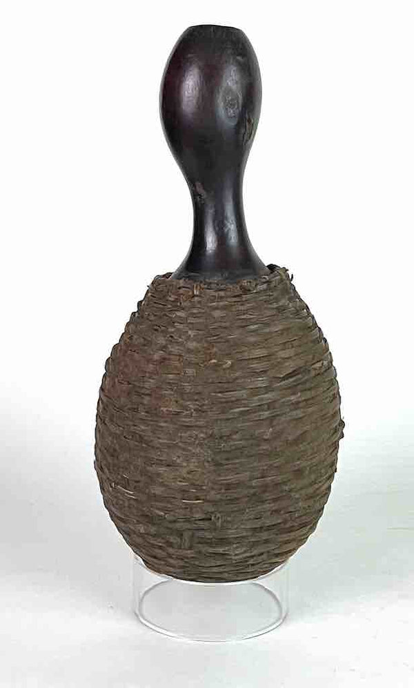 Vintage Tutsi Basket-Weave Covered Gourd Container - Burundi