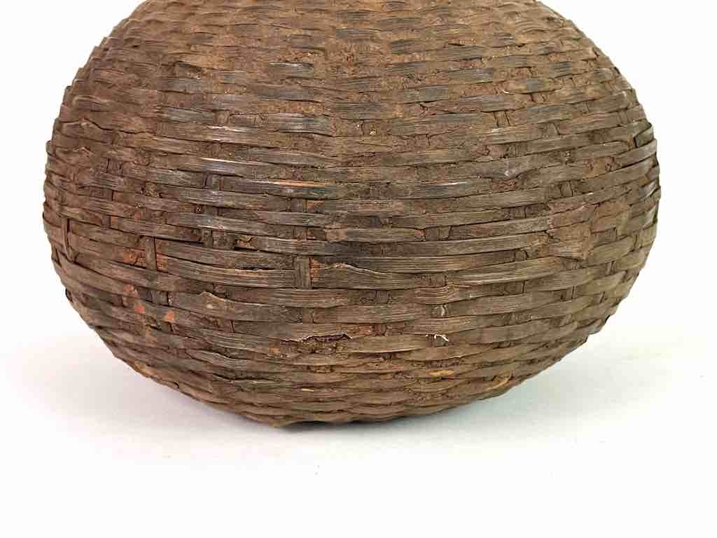 Vintage Tutsi Basket-Weave Covered Gourd Container - Burundi
