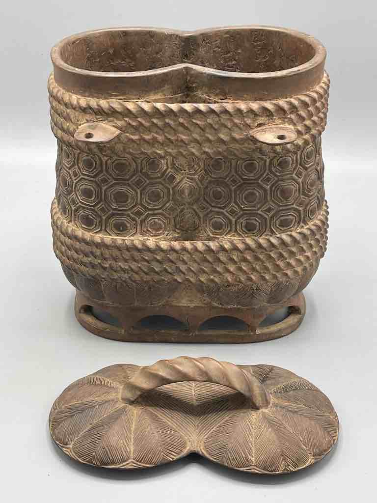 Double Pineapple Design Baule Mouse Oracle Container/Statue | 11"