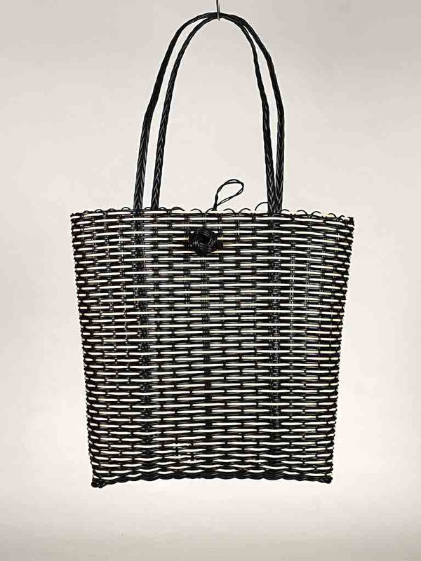 Deep Woven Recyclyed Plastic tote with closure - El Salvador