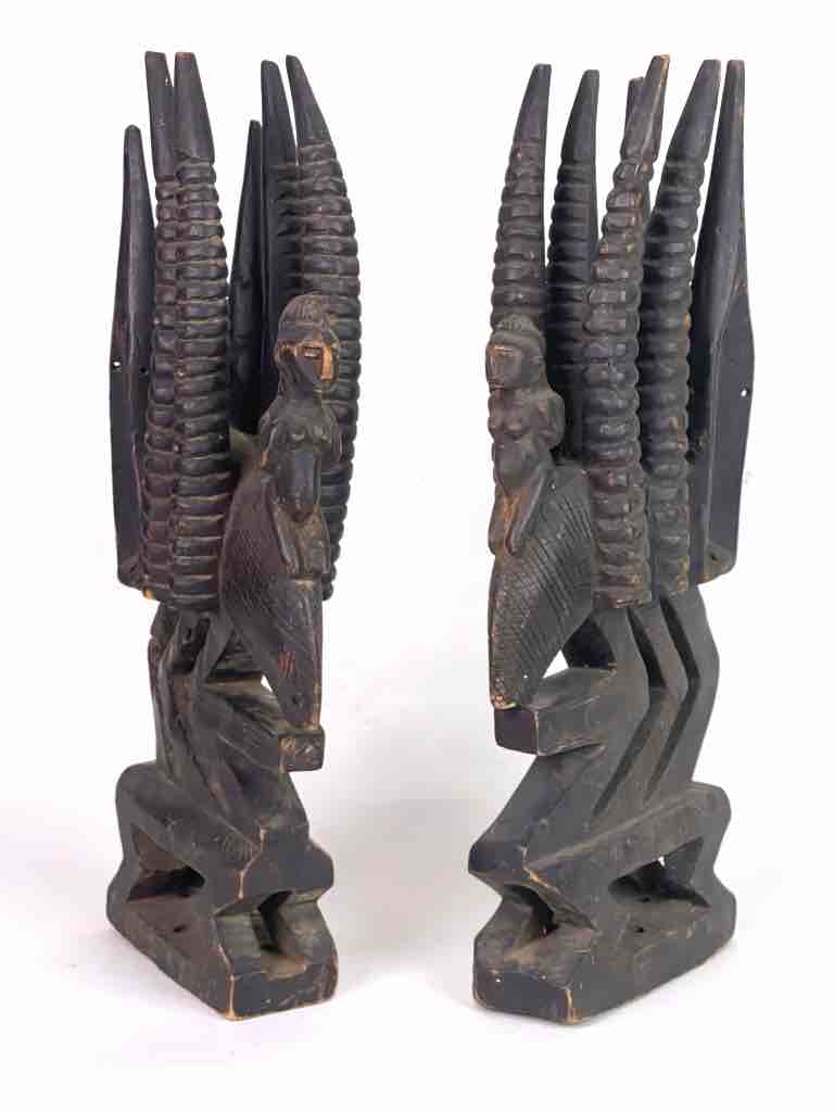 Extraordinary Bamana Chiawara Fertility Headdress Pair Statues