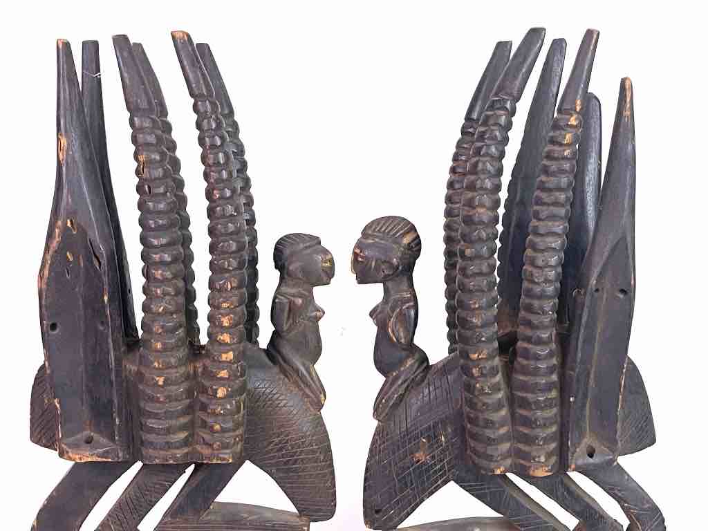 Extraordinary Bamana Chiawara Fertility Headdress Pair Statues