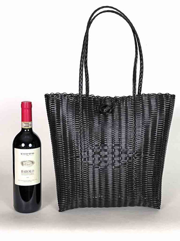 Deep Woven Recyclyed Plastic tote with closure - El Salvador