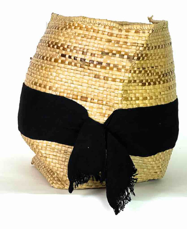 Deep Flexible Swampgrass Basket, Cloth Accent - Benin