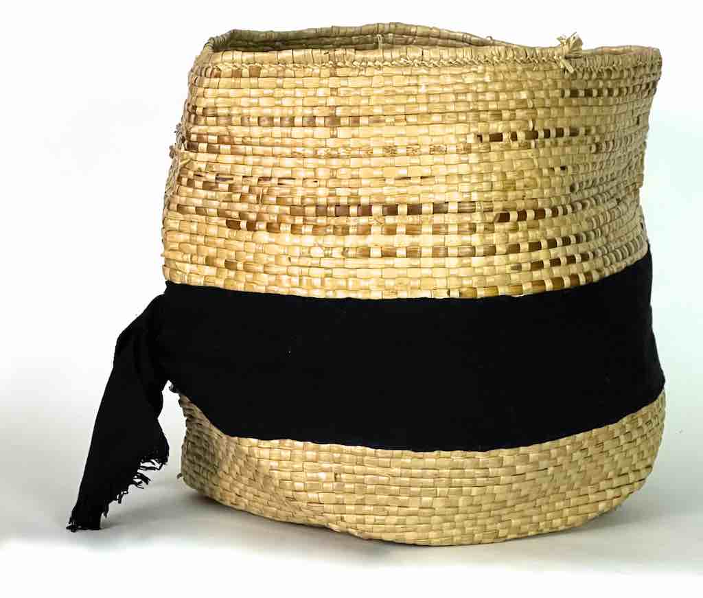 Deep Flexible Swampgrass Basket, Cloth Accent - Benin