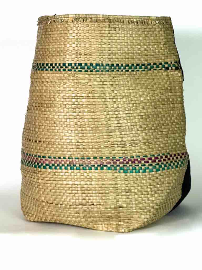 Large Deep Vintage Flexible Swampgrass Basket, Cloth Accent - Benin