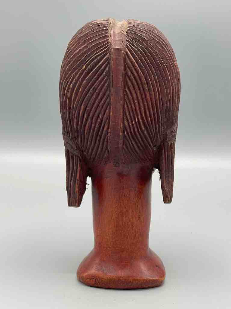 Ebony Carved Wood Fulani African Woman Head - Guinea