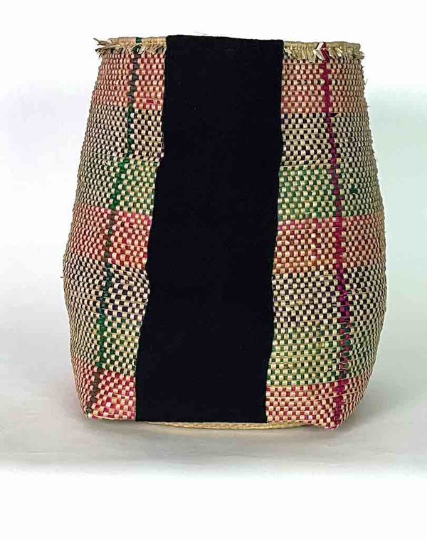 Deep Vintage Flexible Swampgrass Basket, Cloth Accent - Benin