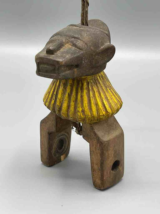 Old Baule masked dancer design heddle pulley - Ivory Coast