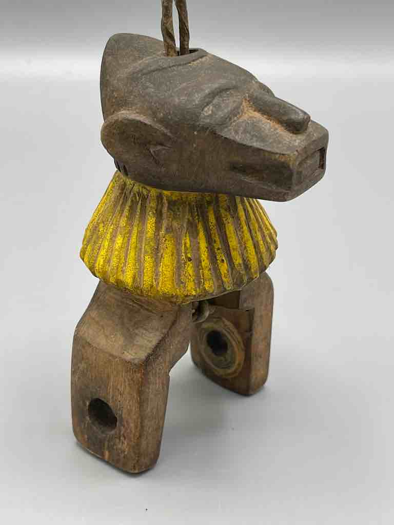 Old Baule masked dancer design heddle pulley - Ivory Coast