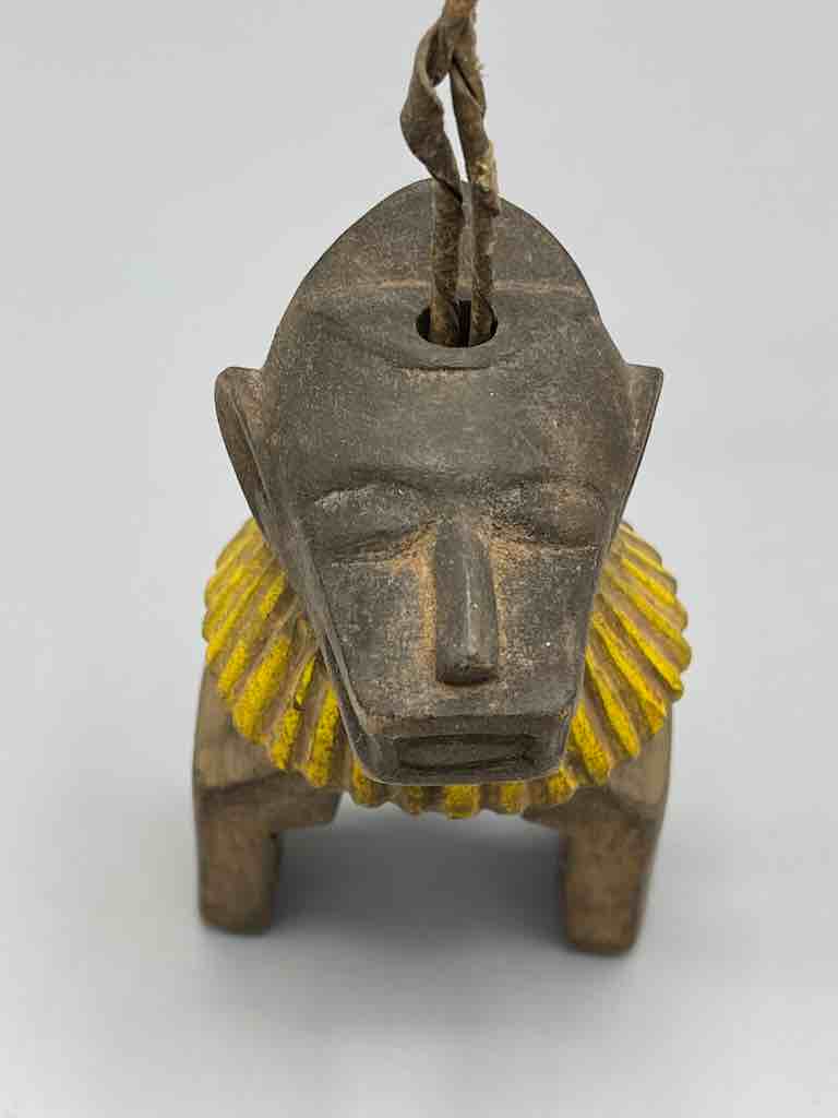 Old Baule masked dancer design heddle pulley - Ivory Coast