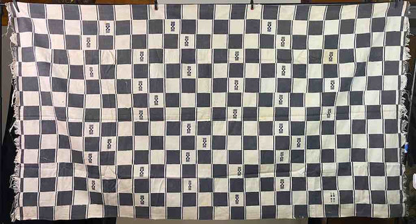 Large Vintage Grey & White Fulani Handwoven Textile of Mali | 94 x 47"