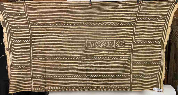Vintage Traditional Bogolan Mudcloth Mali African Textile | 58 x 33"