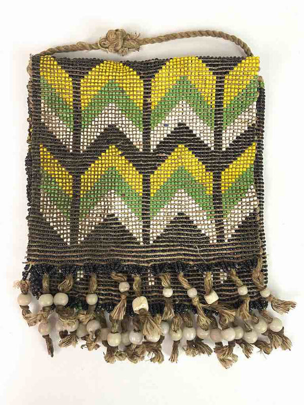 Kirdi Vintage Flat Square Beaded Purse - Nigeria