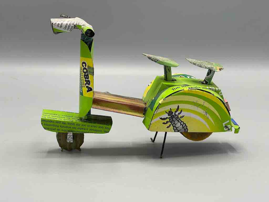 African Recycled Labeled Metal Can Toy Vespa - Burkina Faso