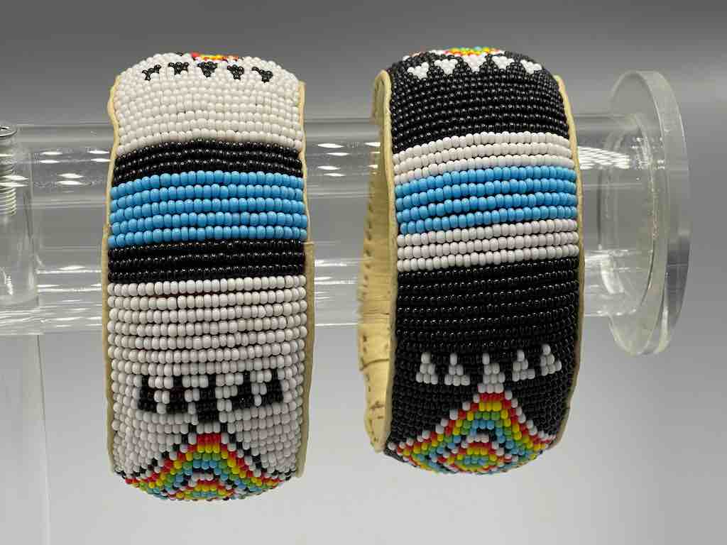 Diamond Design Wide Beaded Leather Bracelet - Mali