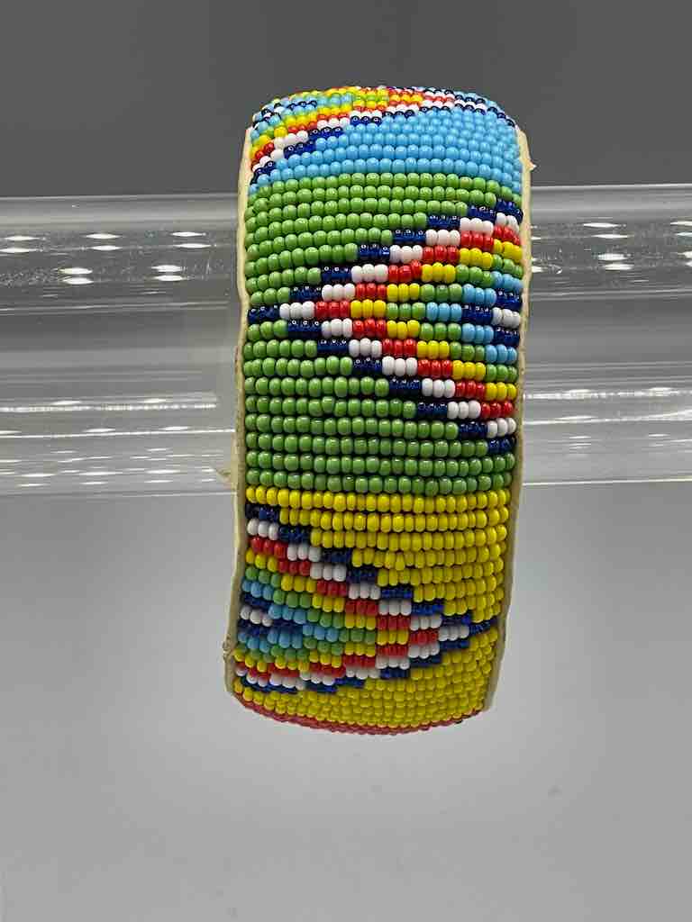 Chevron Design Wide Beaded Leather Bracelet - Mali