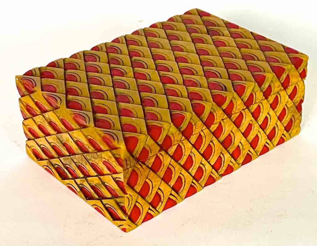 Dragon Skin Design - Red Rectangular Soapstone Trinket Decor Box