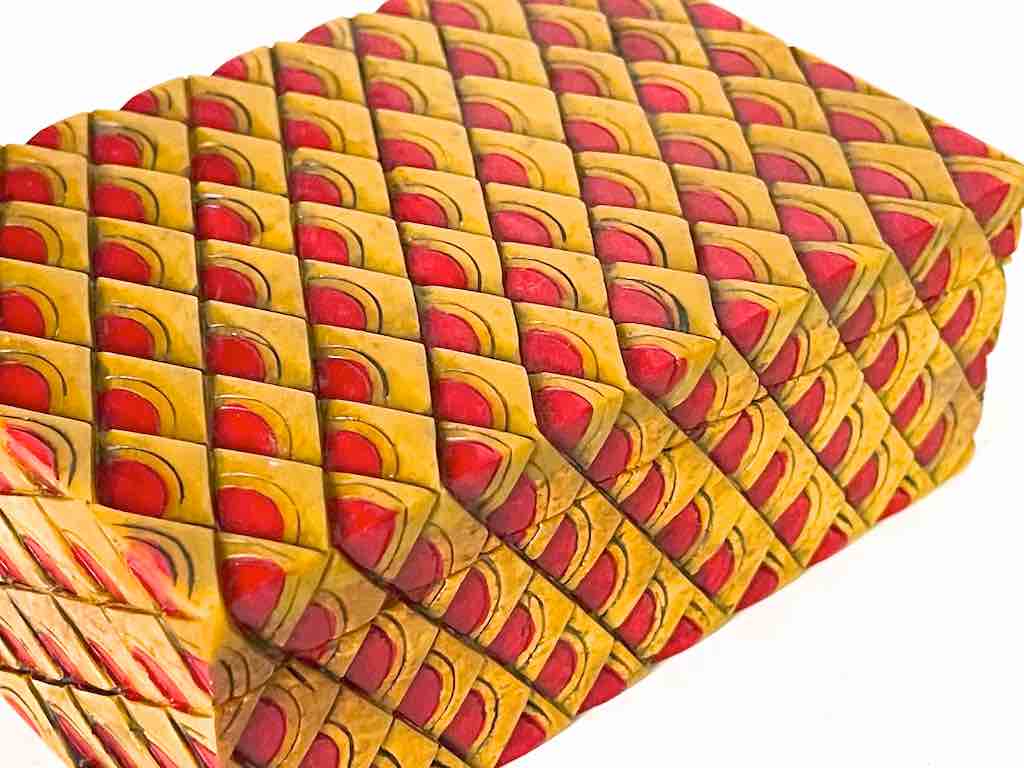 Dragon Skin Design - Red Rectangular Soapstone Trinket Decor Box