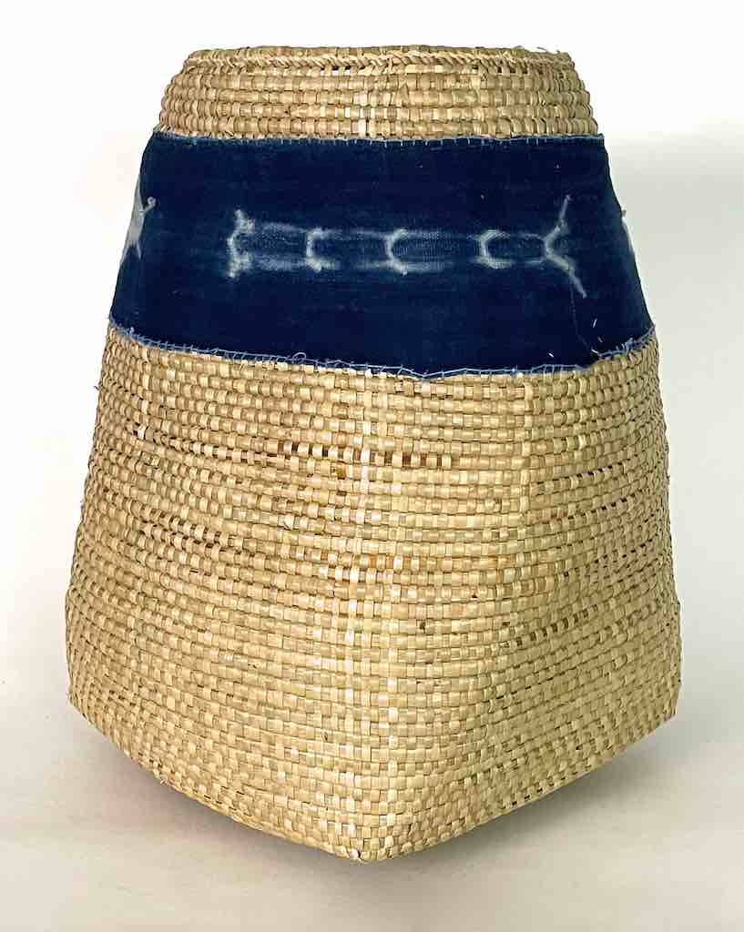 Deep Flexible Swampgrass Basket, Indigo Accen - Benin