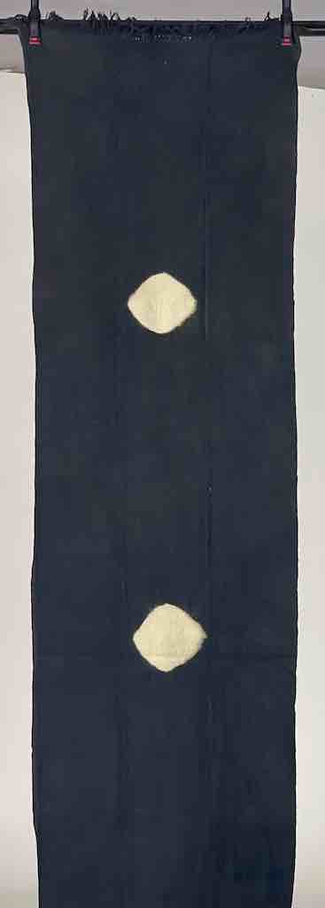 Vintage Tiv Indigo Textile Scarf Shawl Table Runner - "Stones" Design