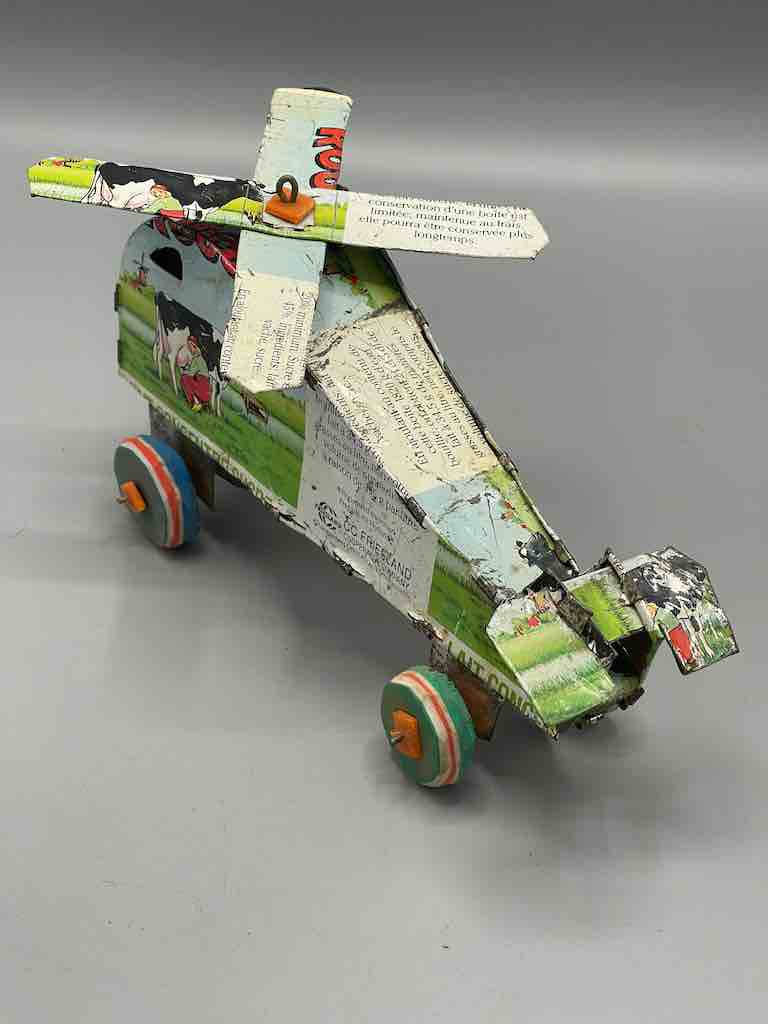 African Recycled Printed Metal Can Toy Helicopter - Burkina Faso