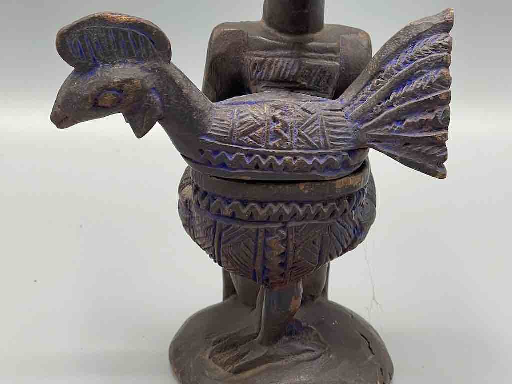 Small Yoruba Woman Figure Holding a Chicken Aguere Ifa - Nigeria