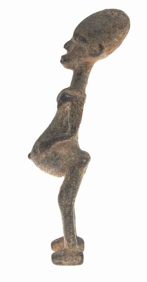 Vintage Dogon Brass Standing Pregnant Woman Figure - Mali