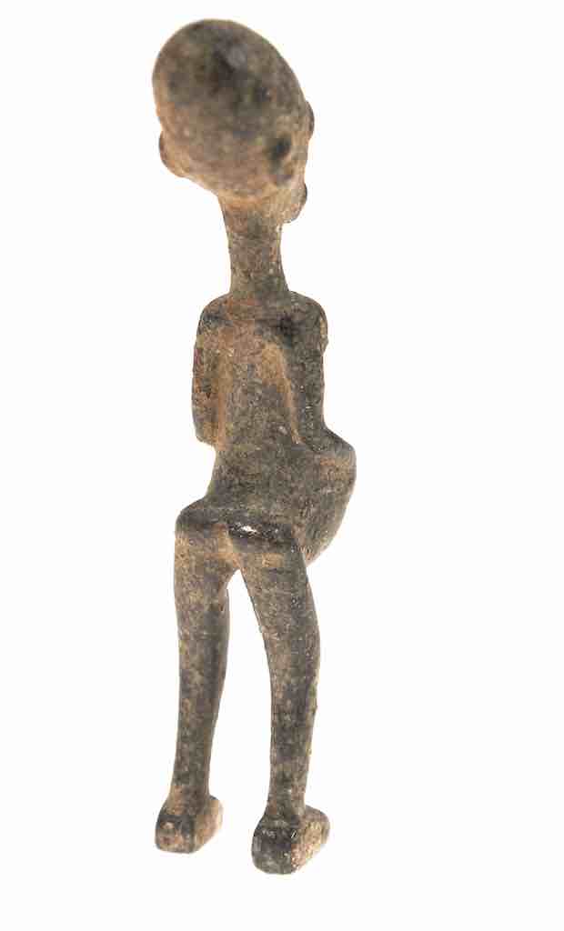 Vintage Dogon Brass Standing Pregnant Woman Figure - Mali