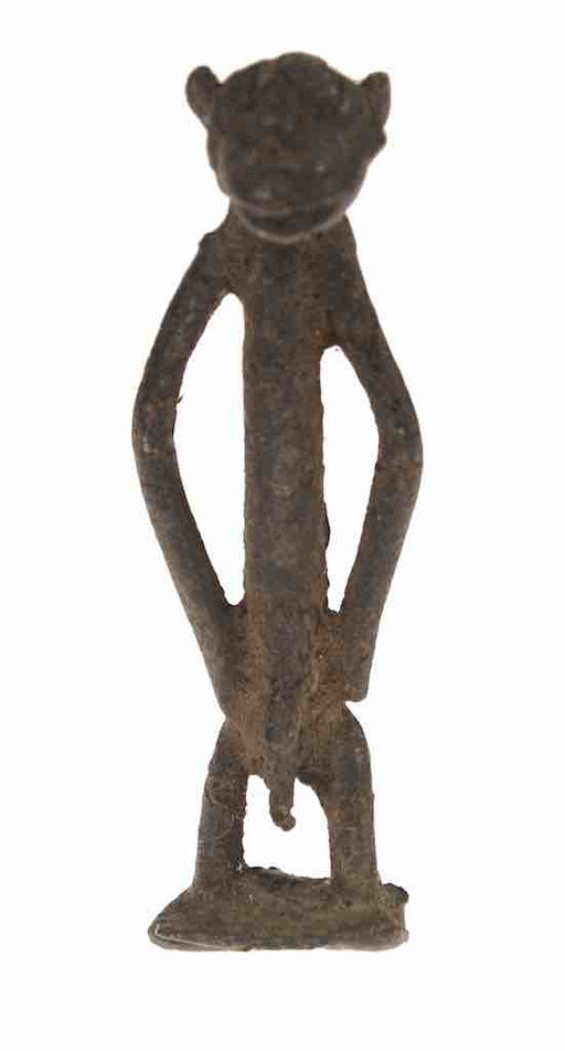 Vintage Baule Brass Standing Monkey Figure - Ivory Coast